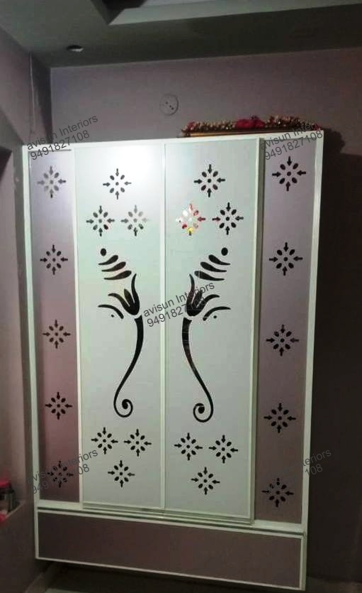 Compact Pooja unit with traditional design in Vizag home