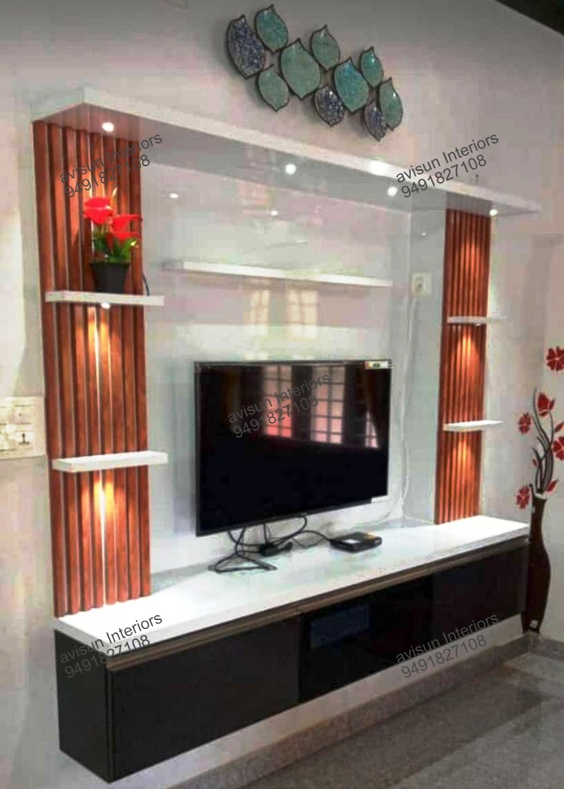 Wall-mounted TV unit design for living room