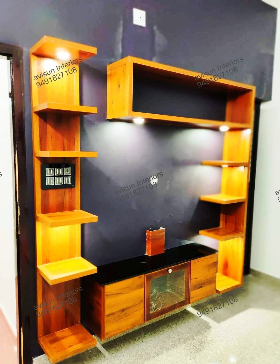 Custom TV wall panel with hidden cable management