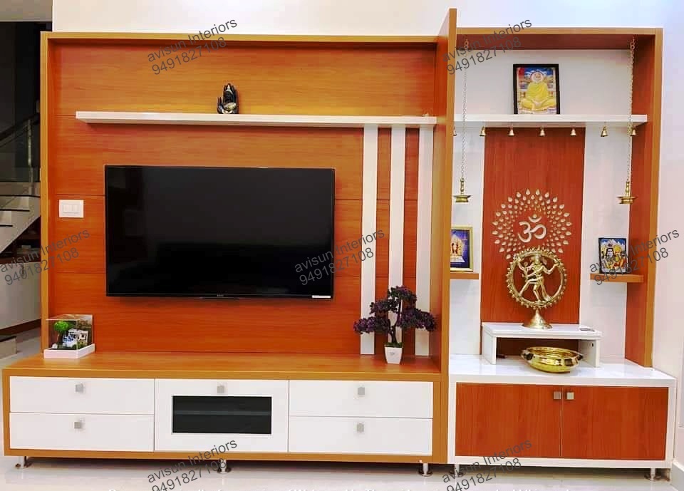 Stylish TV unit with LED backlight for hall